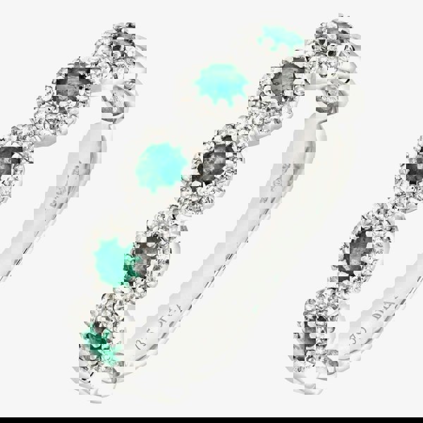 T. H. Baker 9ct White Gold Emerald & 0.20ct Diamond Cluster Ring PR06629W EM