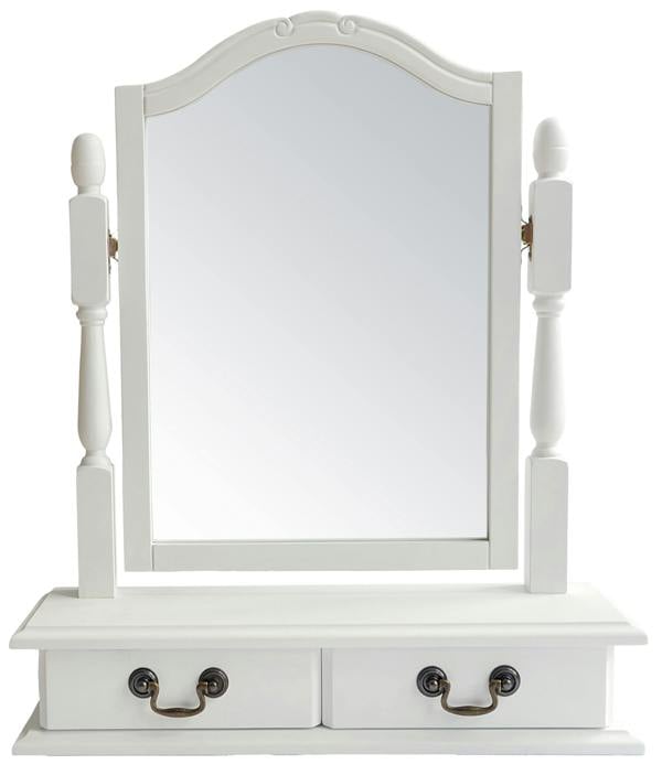Statement Furniture Juliette Trinket Mirror, Wooden Dressing Table Mirror with Drawers