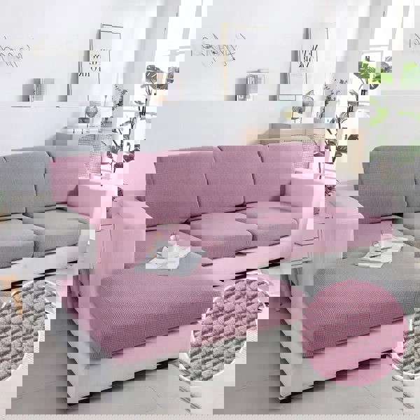 Anyhouz Anyseat Sofa Cover Old Rose Polyester Thick Stretchable Cushion For Living Room 1Pc Normal Size 225-275cm