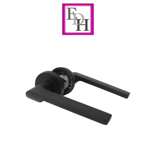 EDH Door Hardware Modern Matt Black Door Handles Internal - Uno-2 Lever Latch On Rose