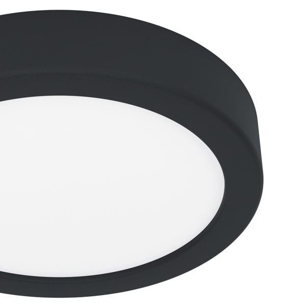 EGLO Fueva 6 Ultra-Slim Surface-Mounted Integrated Black Round LED Light WBS