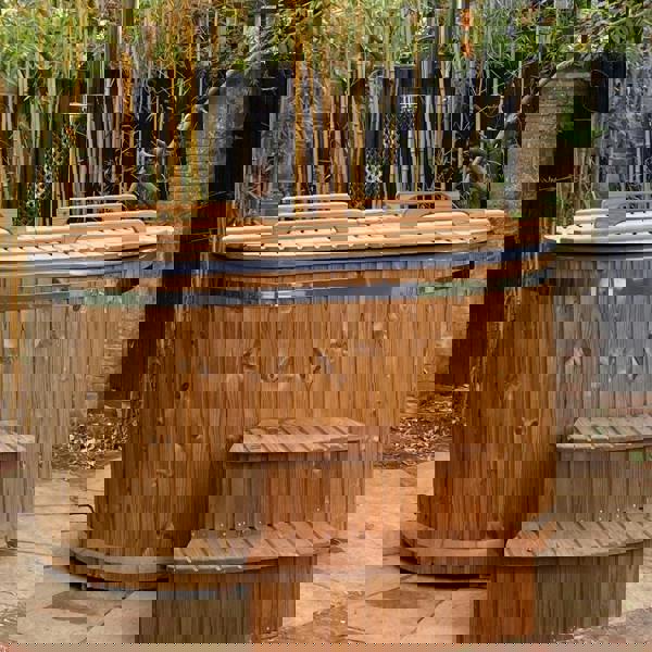 Wood Fired Ofuro Style Hot Tub, Fibreglass/ Liner, for couples.