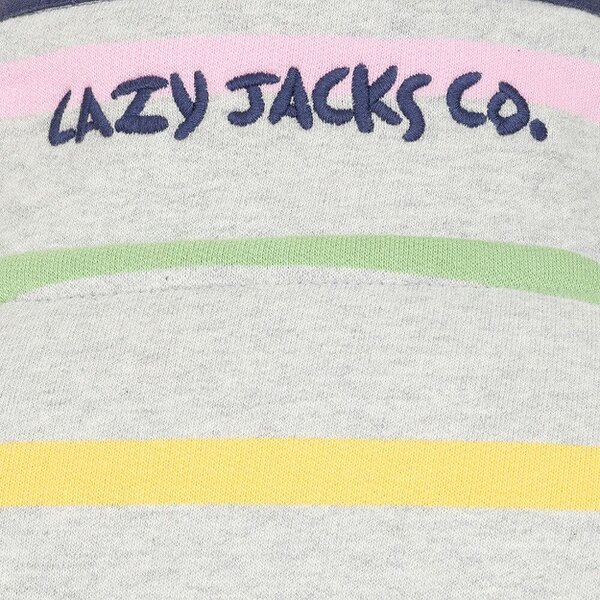 Lazy Jacks LJ6 - Striped Button Neck Sweatshirt - Winter Brights