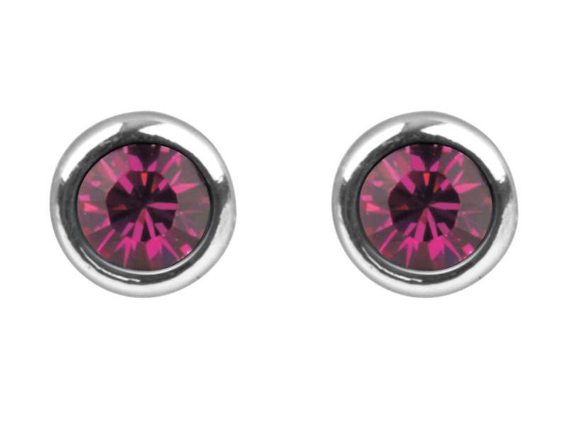 Cooksongold 925 Sterling Silver Crystal Birthstone Stud Earrings, 4mm Round