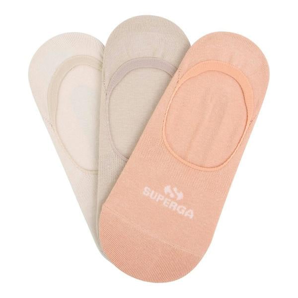 Superga Womens/Ladies No Show Socks (Pack of 3) - Orange/Beige/Light Beige - 