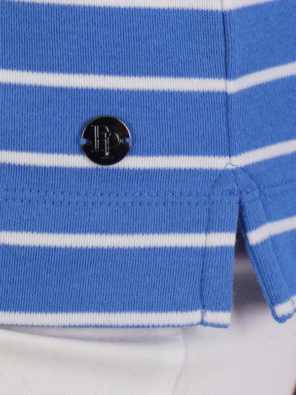 PennyPlain Notch Neck Top - Light Ultramarine/white