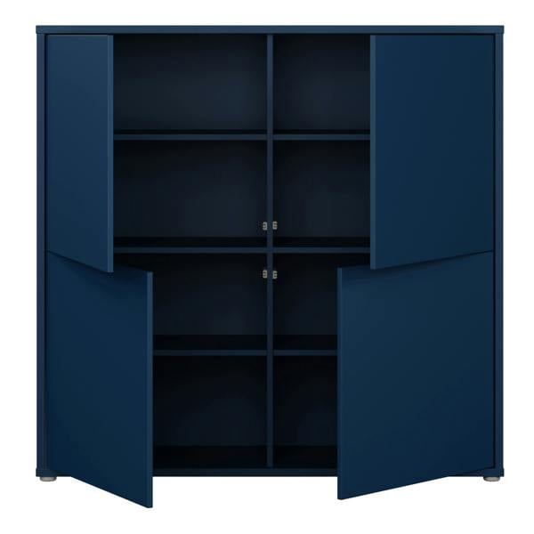 Furniture To Go Alice Springs 4 Door Large Storage Cabinet with Push-to-Open Doors in Night Blue