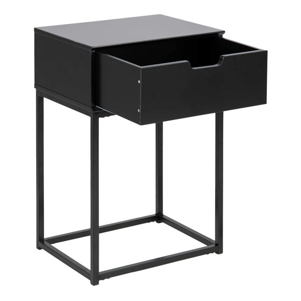 Wyld Haus Tokyo Black Bedside Table 1 Drawer Industrial Metal Legs