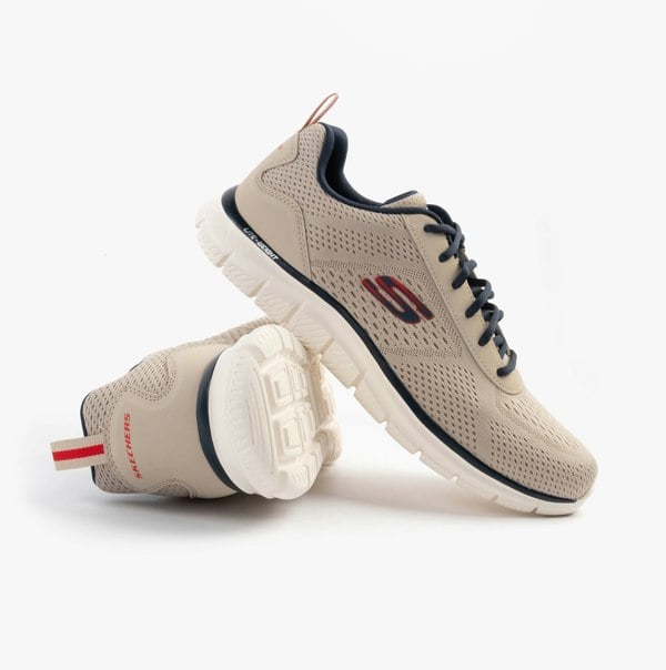 Skechers TRACK - LESHUR Mens Trainers Taupe/Navy