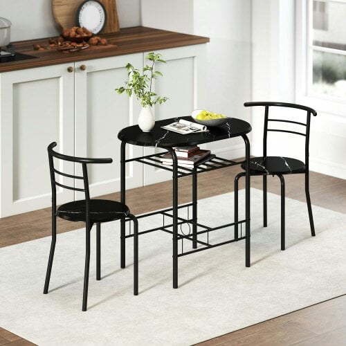 Wyld Haus Tolo Black Compact 3 Piece Dining Table And Chair Set