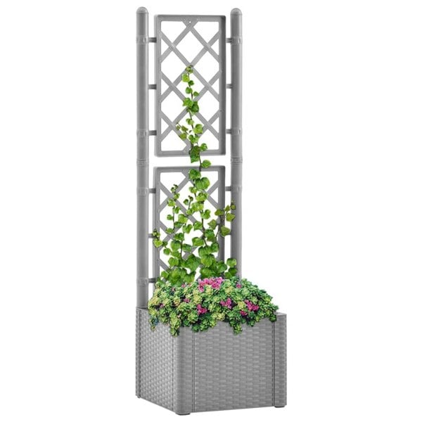 Berkfield Garden Raised Bed with Trellis and Self Watering System Grey