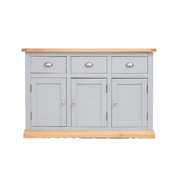 Bomporto Light Grey 3 Drawer 3 Door Sideboard Chrome Cup Handle