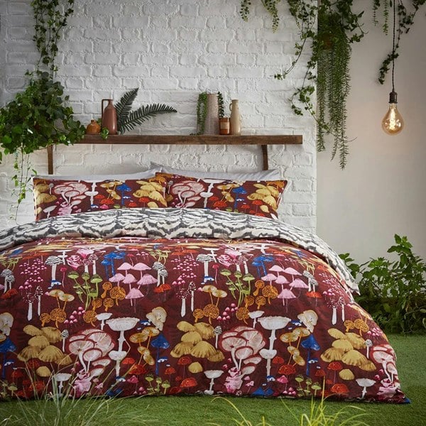 Furn Amanita Abstract Mushrooms Duvet Cover Set - Redwood