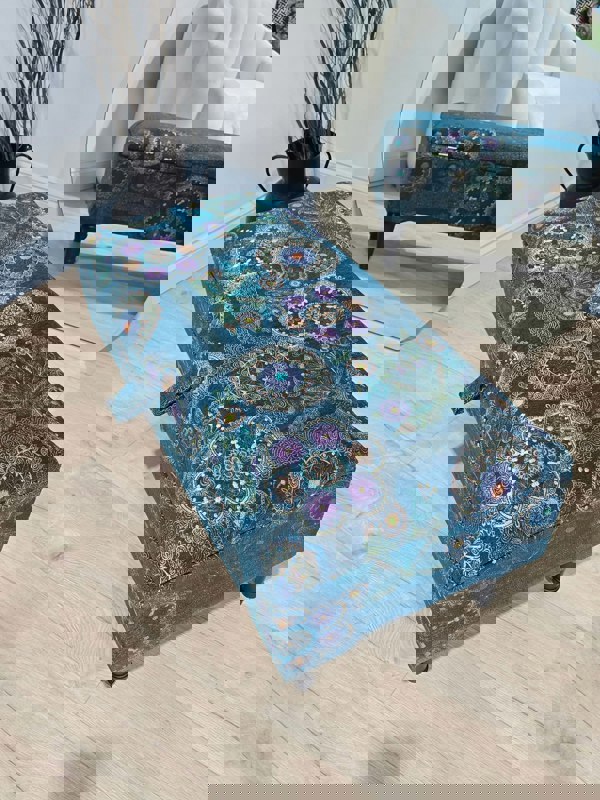 ISTOOLS Premium Loop Floral Green Pattern Footstool – Versatile Ottoman Bench & Coffee Table