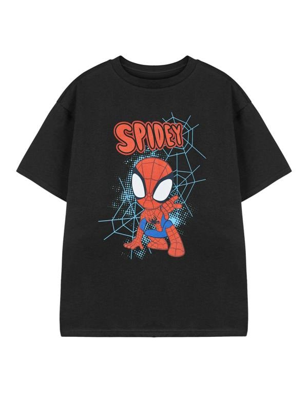 Spidey and His Amazing Friends Boys Black Spidey Webs Short Sleeved T-Shirt