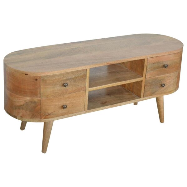 Wyld Haus Padua Round Natural Mango Wood Entertainment TV Unit 4 Drawers