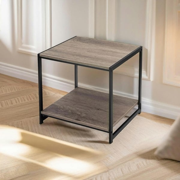 Rafaelo Mobilia Industrial 2 Tier Side Table Rustic