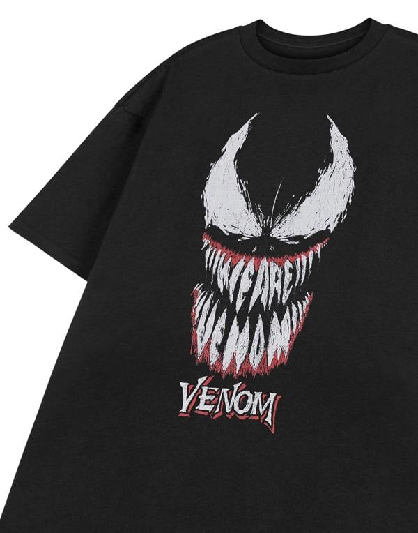 Marvel Mens Black Venom Face Short Sleeved T-Shirt