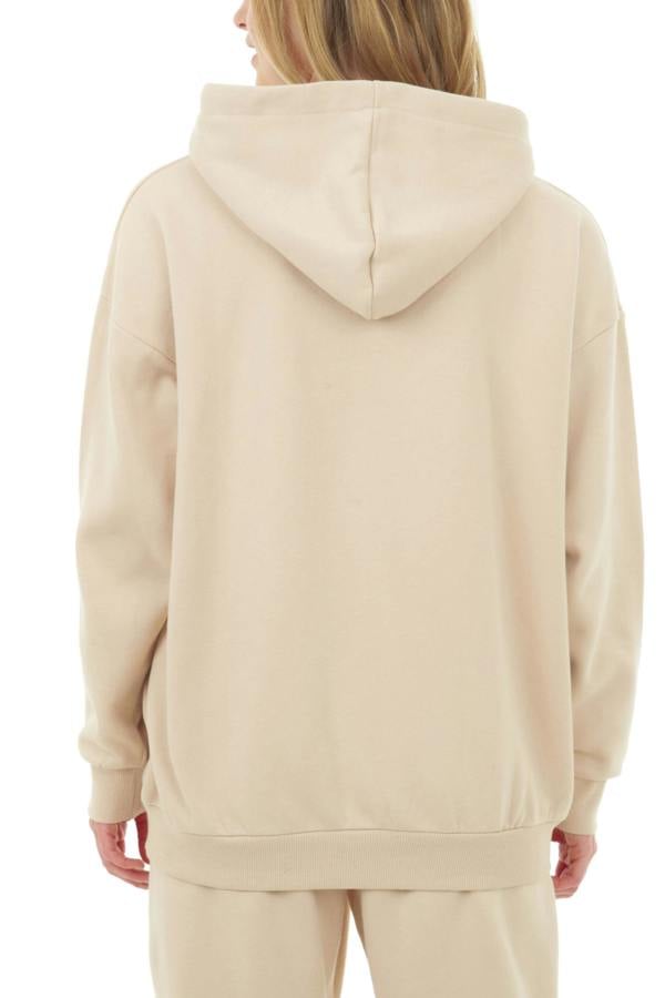 Smart Living Basic Womens Oversized Zip Through Hoodie - Stone