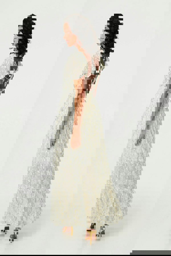 Gold | Animal Print Tassel Tie Maxi Dress
