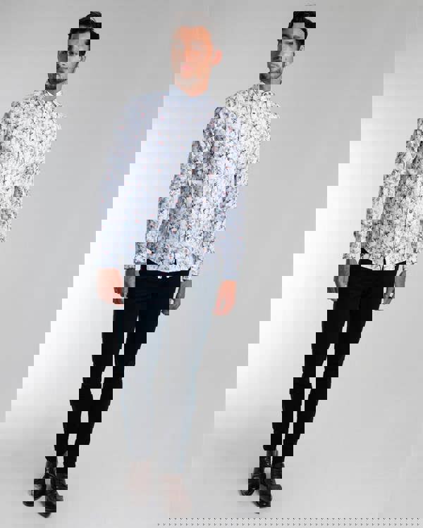 Steel & Jelly Limited Edition Line Drawn Floral & Leaf Digital Print Long Sleeve Shirt