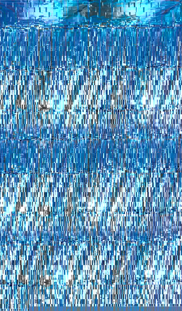 Cheetah Metallic Tinsel Curtain, 2M x 1M Blue