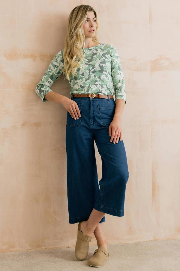 Lily & Me Monica Printed Jersey Top Green