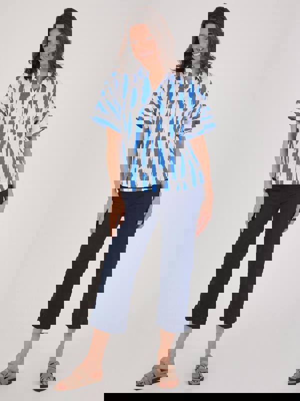 VIZ-A-VIZ Brushstroke Notch Neck Shirt