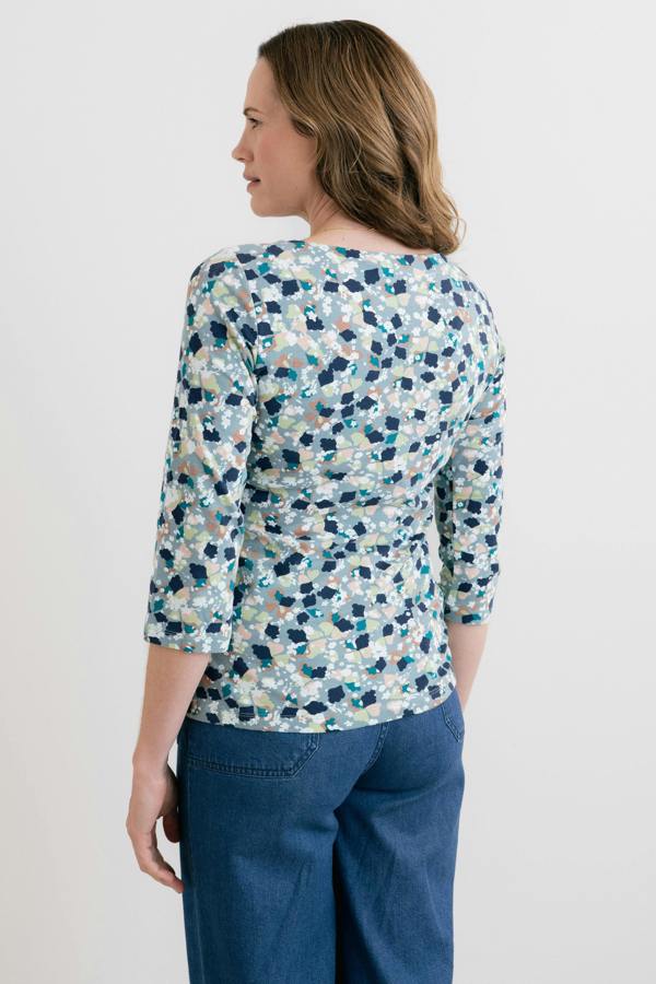 Lily & Me Monica Printed Organic Cotton Jersey Top Ocean