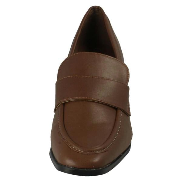 Spot On Ladies Spot On Wide Fit High Heeled Loafer Style Shoes F90132