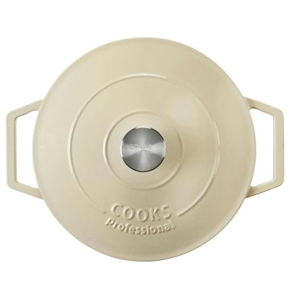 Cooks Professional 26cm Cast Iron Casserole | Off White