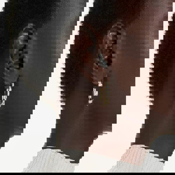 Swarovski Dextera Gold Tone Plated White Crystal Octagon Hoop Earrings 5724584