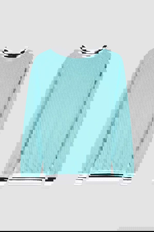 ENORSIA Womens V-Neck Herringbone effect sweatshirts