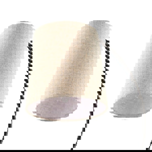 Chic Black Table Lamp with Oatmeal Natural Textured Linen Fabric Shade Image 3