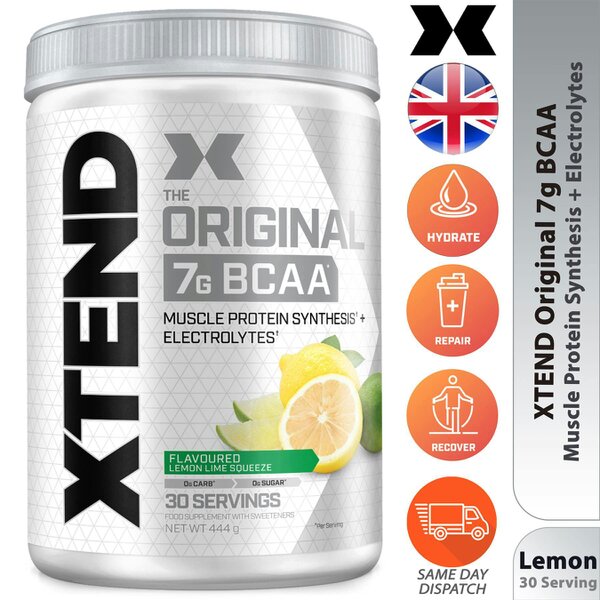 XTEND Original BCAA 7g Powder 444g 30 Servings – Choose Blue Raspberry or Lemon Lime - Lemon Lime Squeeze