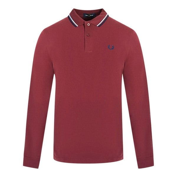 Fred Perry Twin Tipped Long Sleeve Polo Shirt - Red