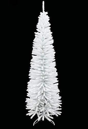 4ft to 8ft White Artificial Flocked Slim Pencil Christmas Tree with Metal Stand image 4