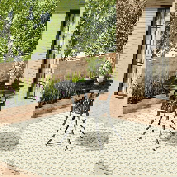 Garden Bistro Table Round Hollow Table with Parasol Hole Garden Dining Tables Living and Home Black