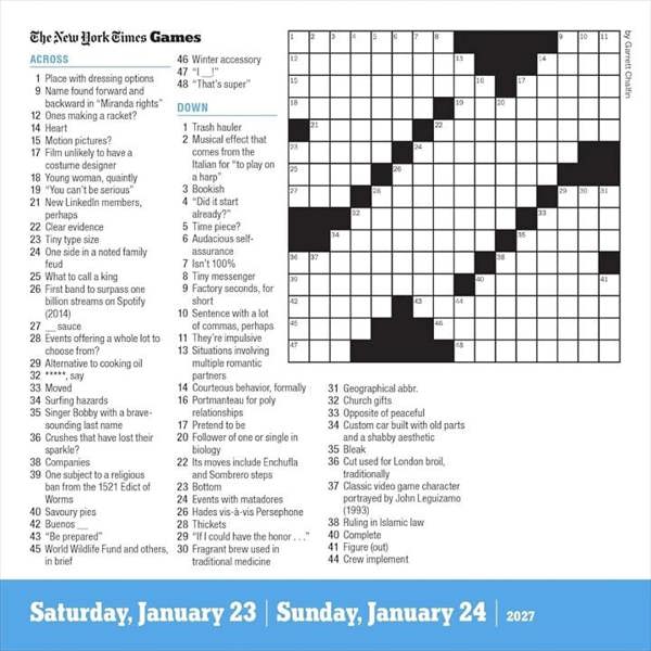 New York Times Crossword Desk Calendar 2027, Desk Calendars, Day To View, Entertainment, Gift
