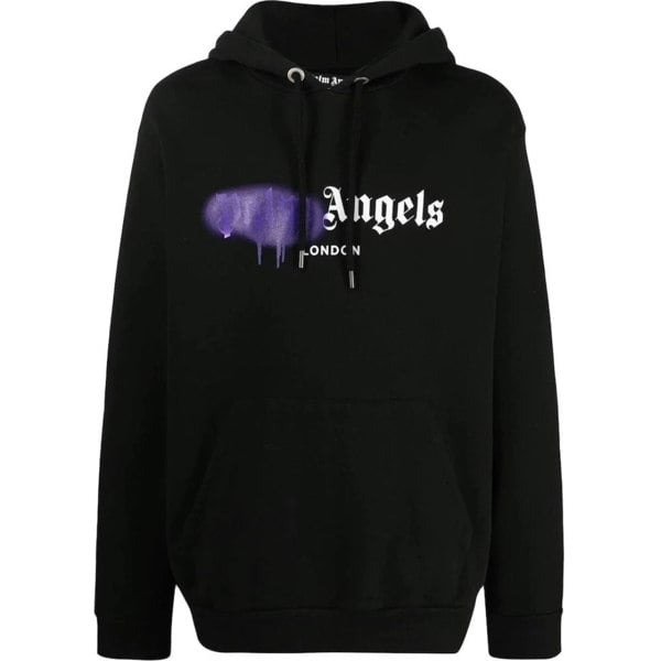 Palm Angels London Spray Paint Logo Hoodie - Black