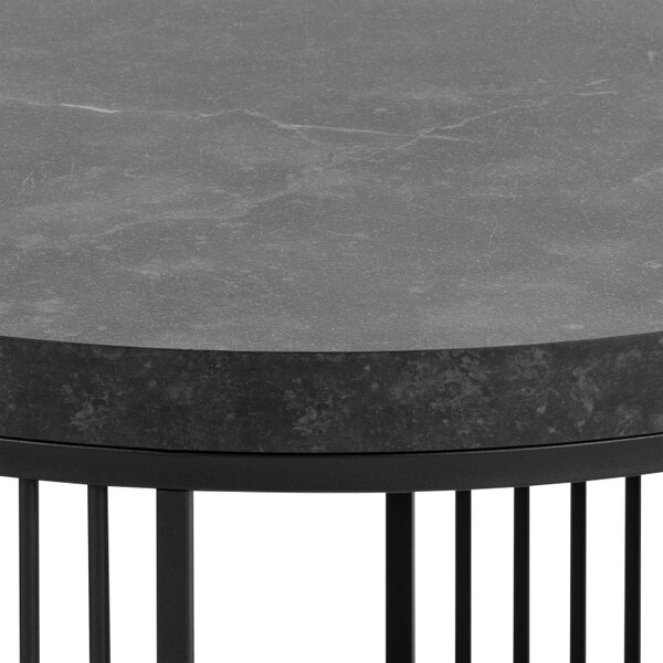 Wyld Haus Dublin Black Marble Effect Round Coffee Table with Black Steel Base