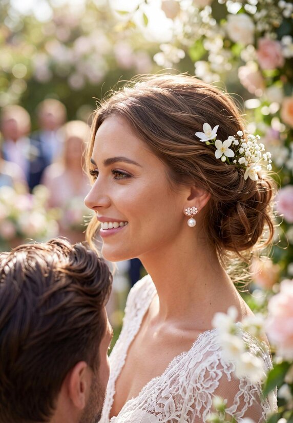 Latelita Bouquet And Pearl Drop Earrings Gold