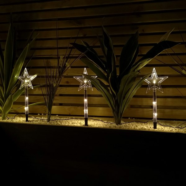Samuel Alexander Set of 8 Battery Operated LED Multi Coloured Star Path Lights Christmas Decoration with Timer