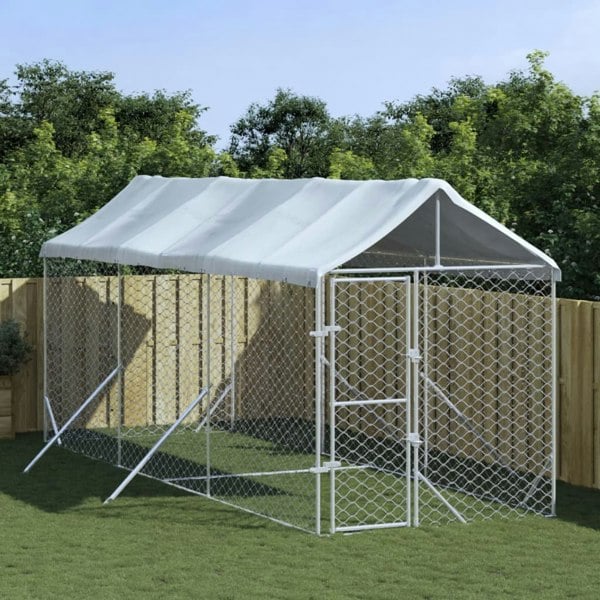 Berkfield Outdoor Dog Kennel with Roof Silver 2x6x2.5 m Galvanised Steel