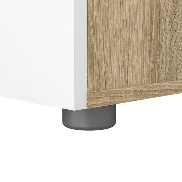 Wyld Haus Daejeon White and Natural Oak Effect Wood Bedside Table 2 Drawers