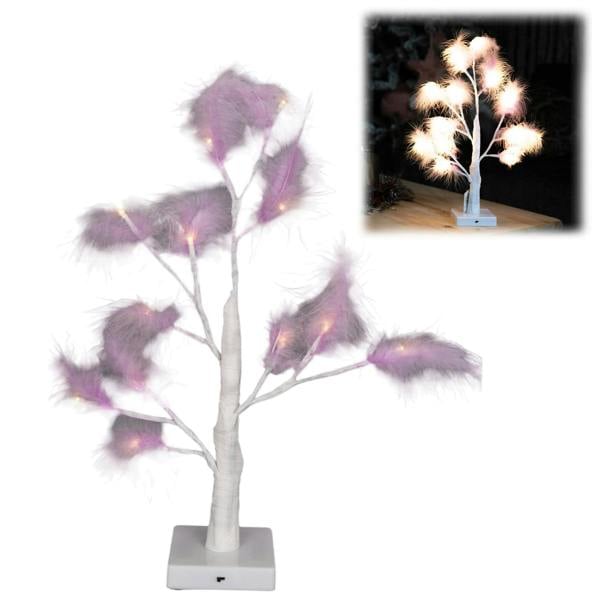 55cm Purple Feather Tree Table Lamp with Warm White LEDs, Battery-Operated Decorative Light image 1
