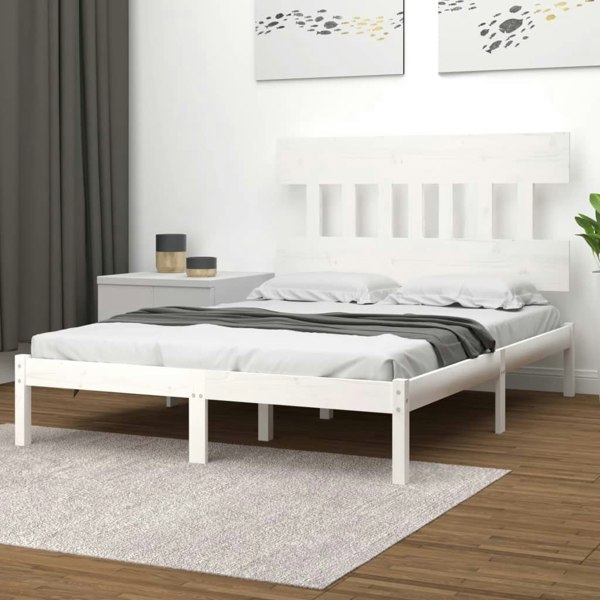 Berkfield Bed Frame White Solid Wood 160x200 cm