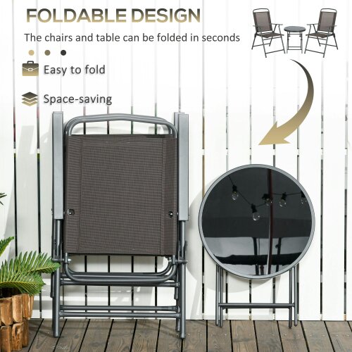 Wyld Haus Lepa Tara Glass And Metal Brown 3 Piece Garden Seating Set With Table And Chairs