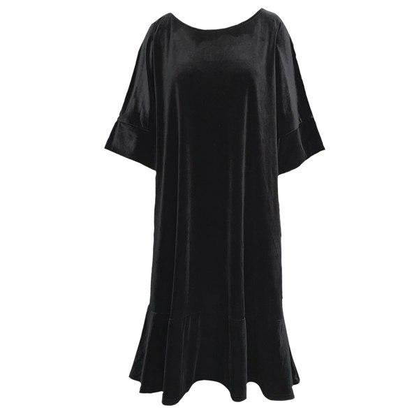 Frock Tales Dana Dress - Black Velour With Belt