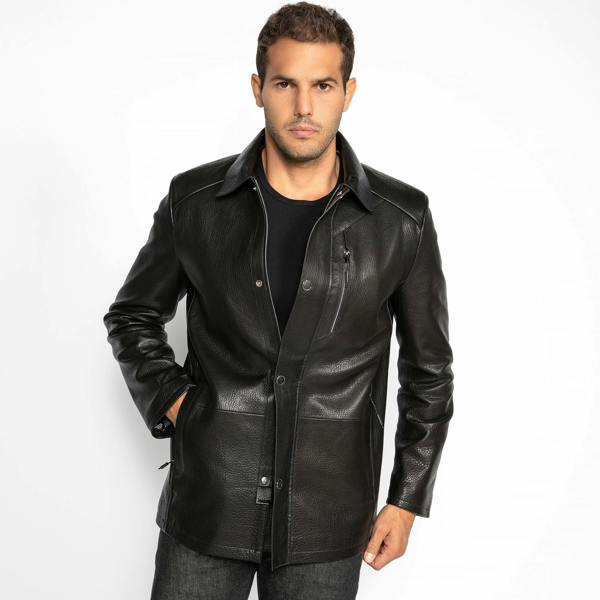 The Commander Leather Field Jacket - Premium Men's Patterned Shirt by Claudio Lugli | Bold Design, Tailored Fit, Best Printed Shirts